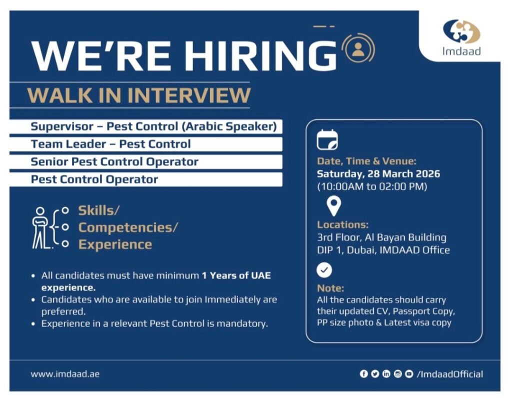 Imdaad Group Hosts Major Walk-In Interview for Skilled Professionals in Dubai 2026 2 Imdaad Group Hosts Major Walk-In Interview for