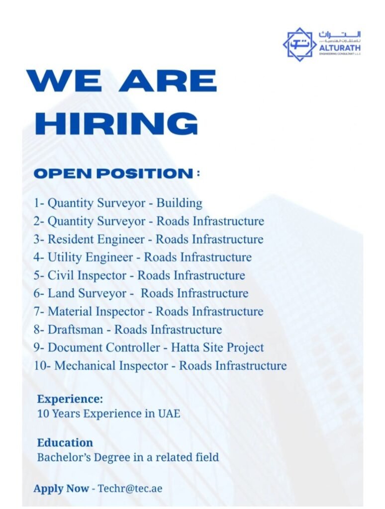 Al Turath Engineering Consultant Announces Multiple Job Openings in UAE 2026