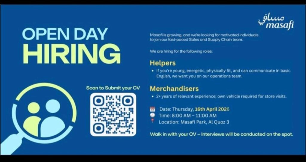 Masafi Open Day Hiring 2026: Walk-in Interviews for Helpers & Merchandisers