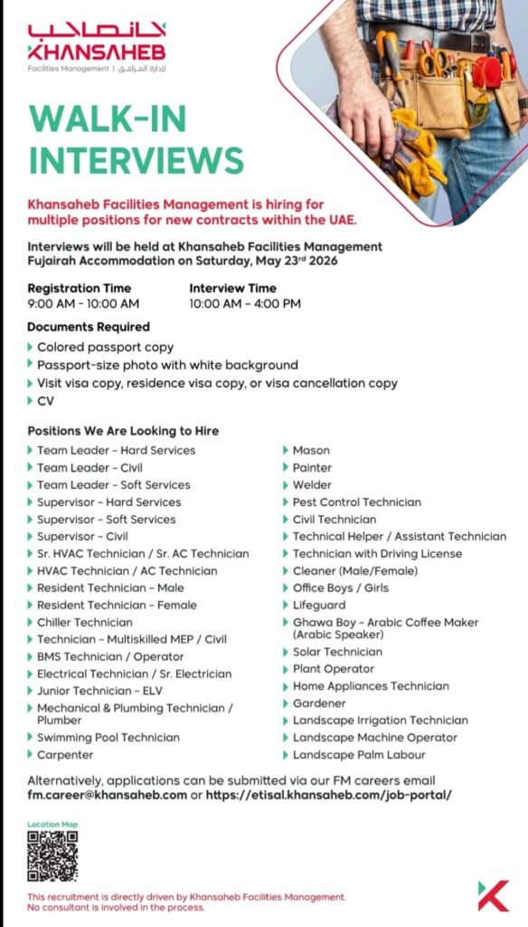 Khansaheb Facilities Management Walk-In Interview 2026 in Fujairah