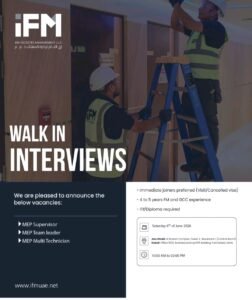 iFM Facilities Management Walk-In Interview 2026 – MEP Supervisor, Team Leader & Multi Technician Jobs in UAE