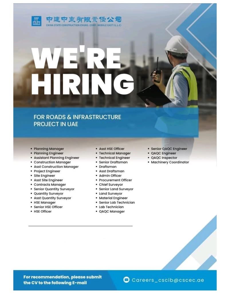 China State Construction ME LLC Careers 2026 – UAE Roads & Infrastructure Jobs 1 China State Construction ME LLC Careers 2026 – UAE Roads & Infrastructure Jobs