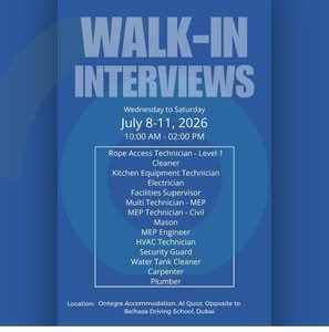 Ontegra Facilities Management Walk-In Interview 2026 in Dubai – Multiple Job Vacancies