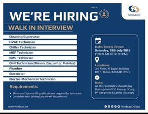 Imdaad Group Walk-In Interview 2026 in Dubai – Latest Facilities Management Jobs