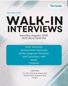 Ontegra Facilities Management Walk-In Interview 2026 | Dubai Facility Management Jobs