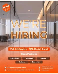 MAB Facilities Management Walk-In Interview 2026 – Latest UAE Jobs in Sharjah