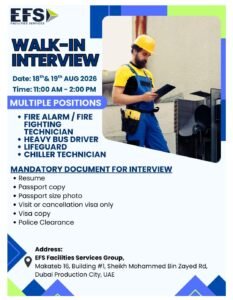 EFS Facilities Services Group Walk-In Interview 2026 – Multiple Job Vacancies 1 EFS Facilities Services Group Walk-In Interview 2026 – Multiple Job Vacancies
