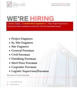 UNEC Jobs in Dubai – Construction Vacancies 2026