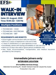 EFS Facilities Services Group Walk-In Interview 2026 – Facilities Jobs in Dubai