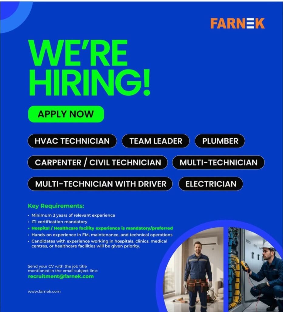 Farnek Services Jobs 2026 – Technical & Healthcare Facility Vacancies 1 Farnek Services Jobs 2026 – Technical & Healthcare Facility Vacancies