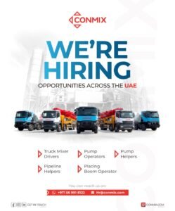 CONMIX Jobs in UAE – Latest Vacancies for Drivers, Pump Operators & Helpers 1 CONMIX Jobs in UAE – Latest Vacancies for Drivers, Pump Operators & Helpers