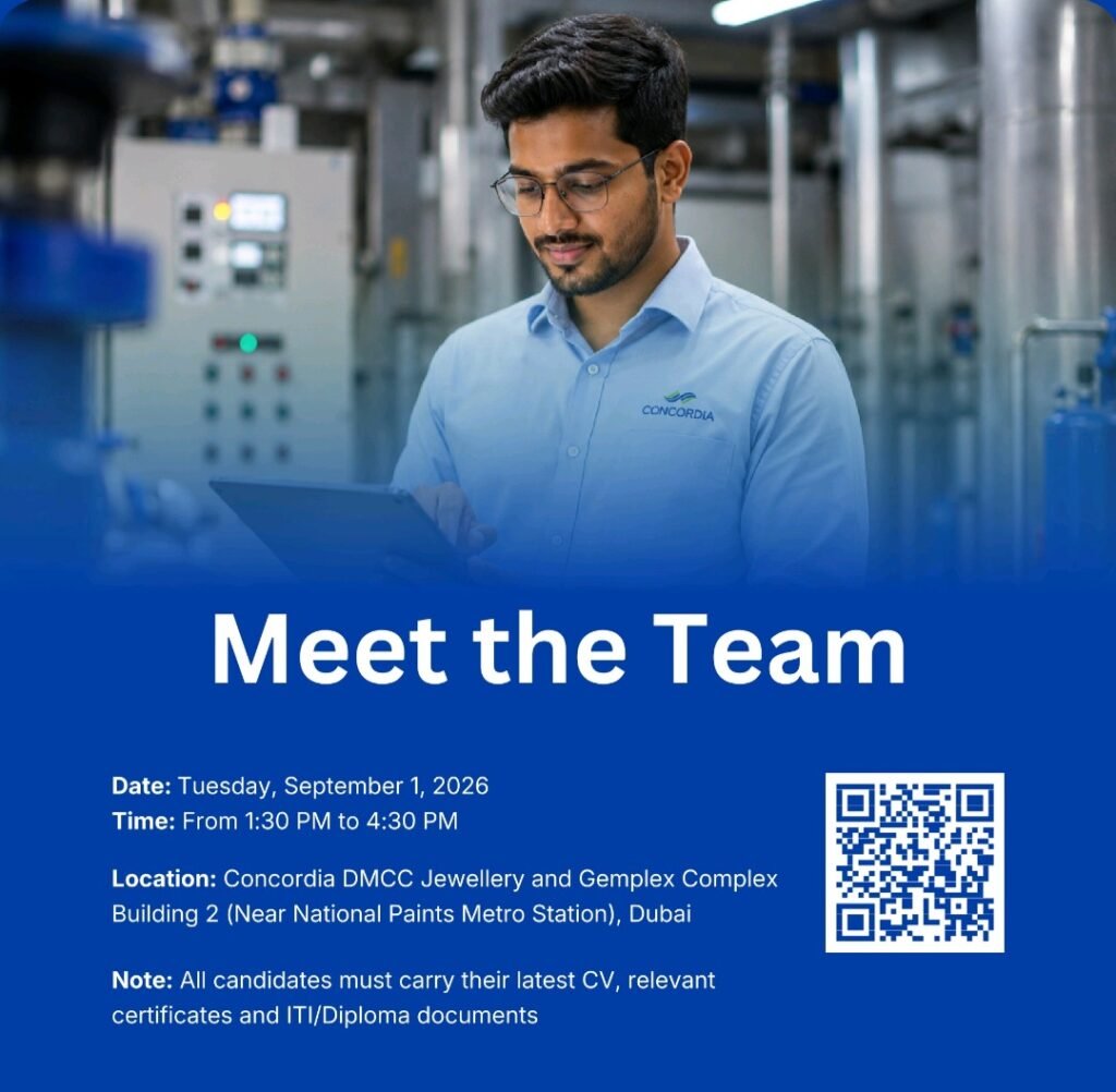 Concordia Walk-In Interview 2026 – MEP Supervisor Jobs in Dubai 3 Concordia Walk-In Interview 2026 – MEP Supervisor Jobs in Dubai