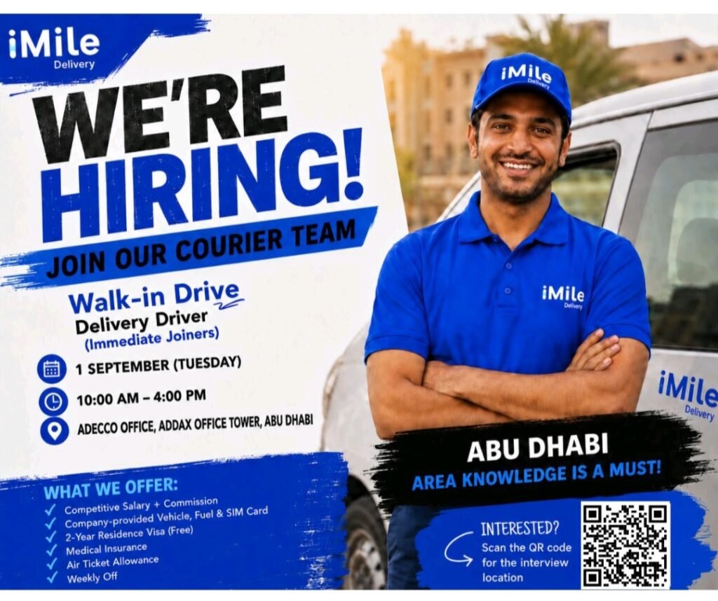 iMile Delivery Jobs in Abu Dhabi – Delivery Driver Walk-In Interview 1 iMile Delivery Jobs in Abu Dhabi – Delivery Driver Walk-In Interview