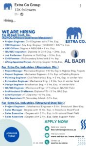 Extra Co Group Jobs in UAE – Latest Vacancies for Engineers, HSE & Construction Professionals