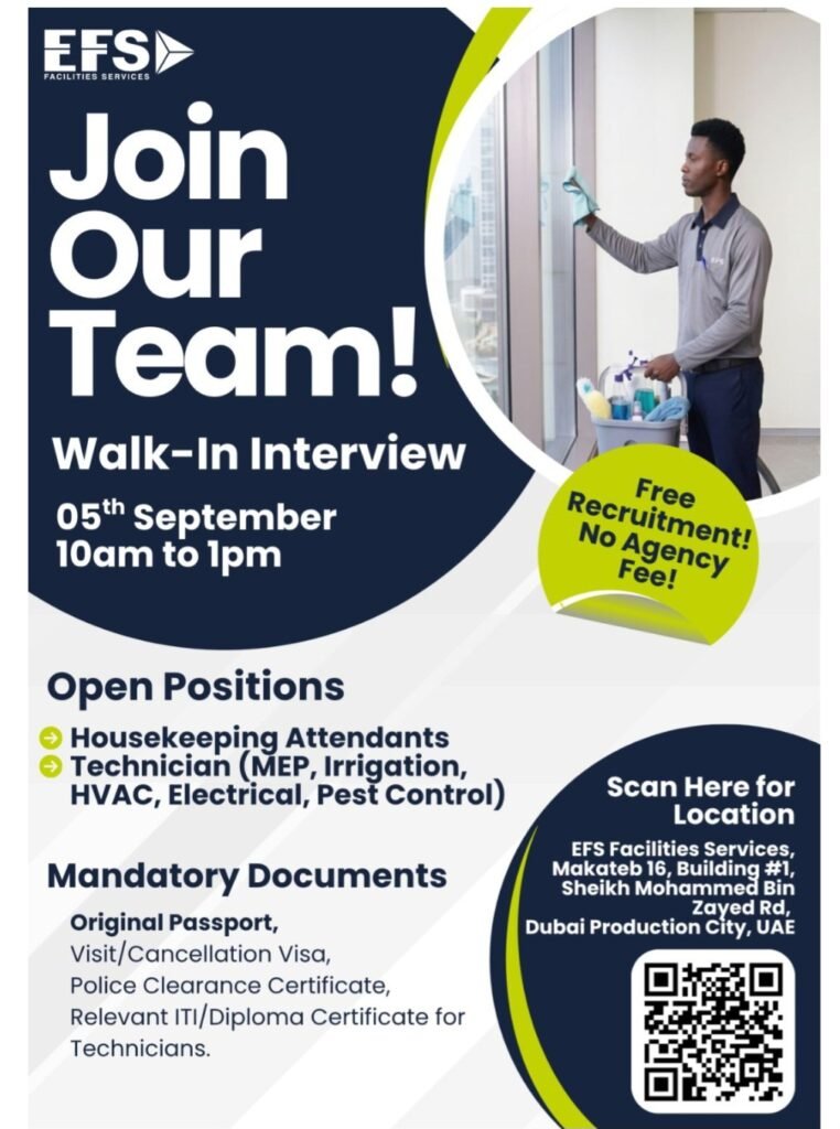 EFS Facilities Services Group Walk-In Interview 2026 – Multiple Job Vacancies