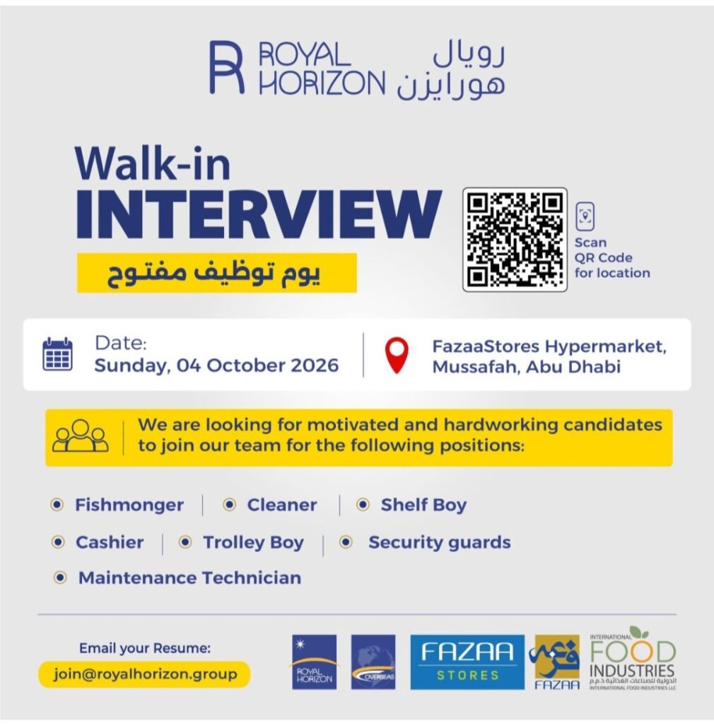 Royal Horizon Group Walk-In Interview 2026 – Jobs in Abu Dhabi