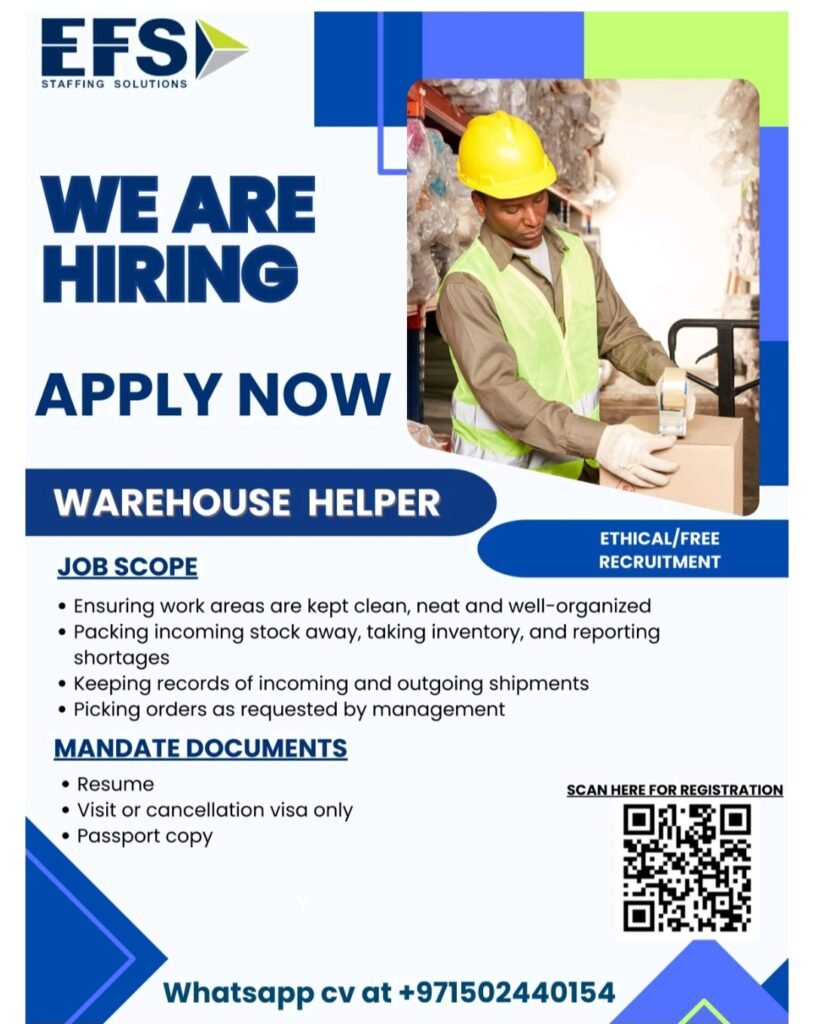Exciting Career Opportunity: Warehouse Helper Position Now Open at EFS Staffing Solutions 2026 1 1000590284