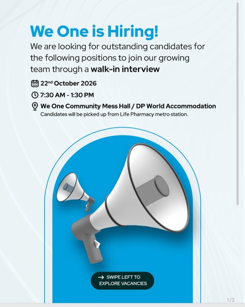 We One Walk-In Interview 2026: Multiple Job Vacancies on 21 and 22 October 6 1000805432