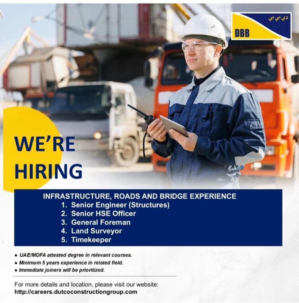DBB Contracting LLC Announces New Job Openings for Infrastructure & Bridge Projects in UAE 2026 1 DBB Contracting LLC