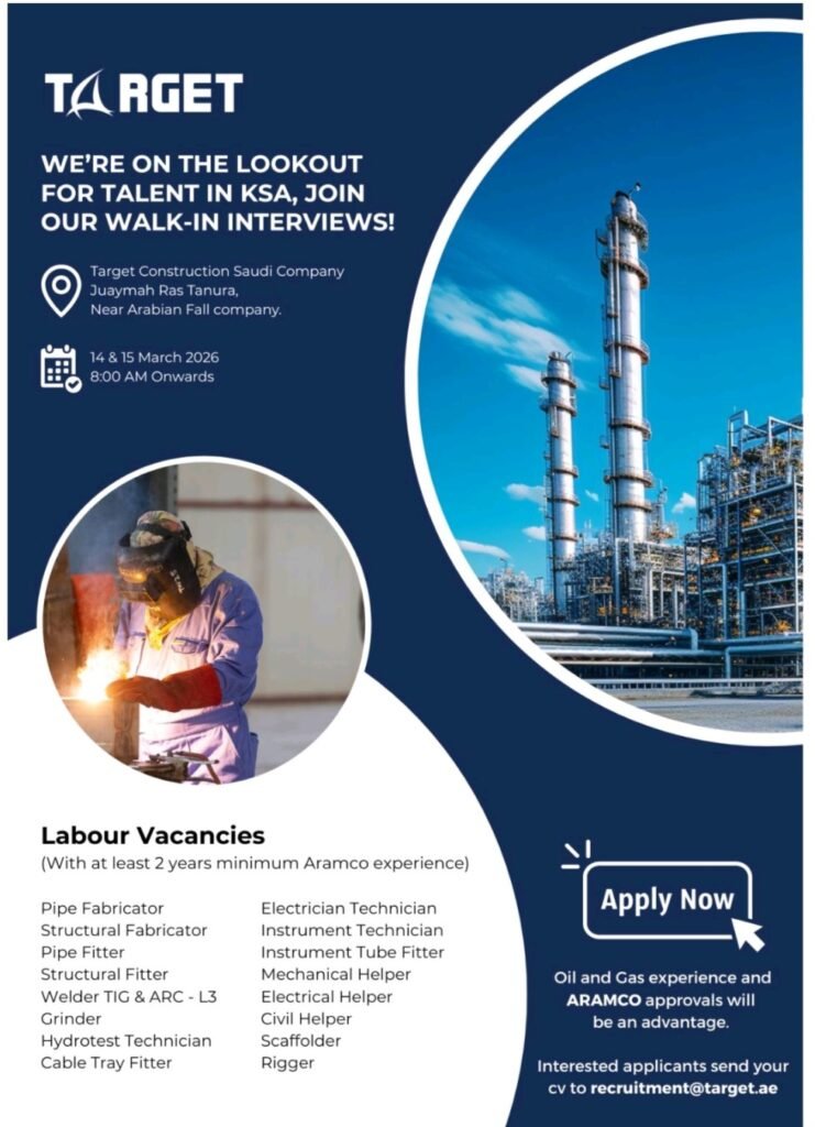 Exciting Career Opportunity: Target Engineering Walk-In Interviews in Saudi Arabia – March 2026 1 Target Engineering