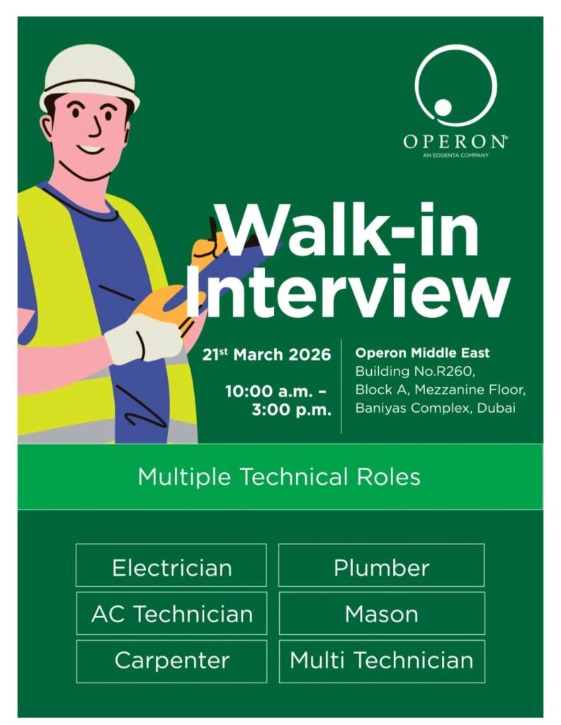Operon Middle East Walk-in Interviews in Dubai – March 2026