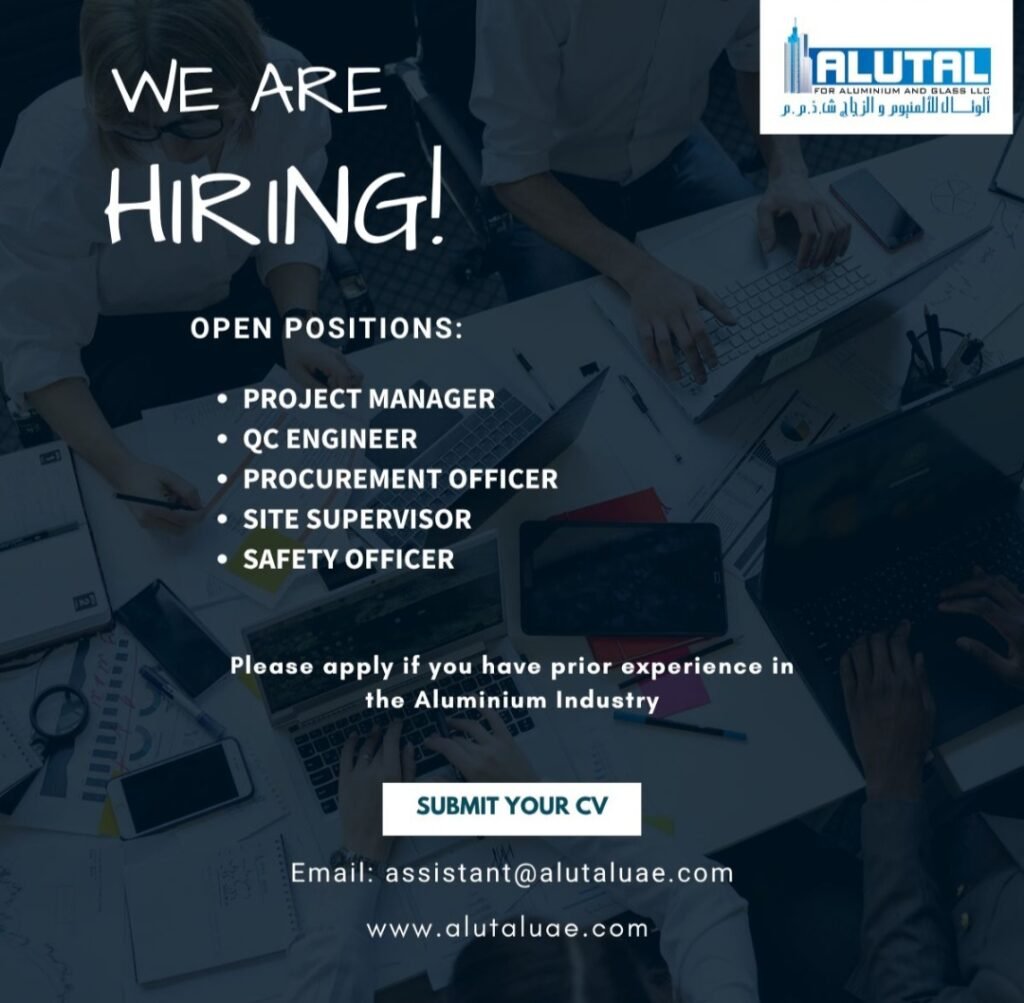 Alutal Aluminium and Glass LLC Hiring in UAE – Multiple Positions Available 2026