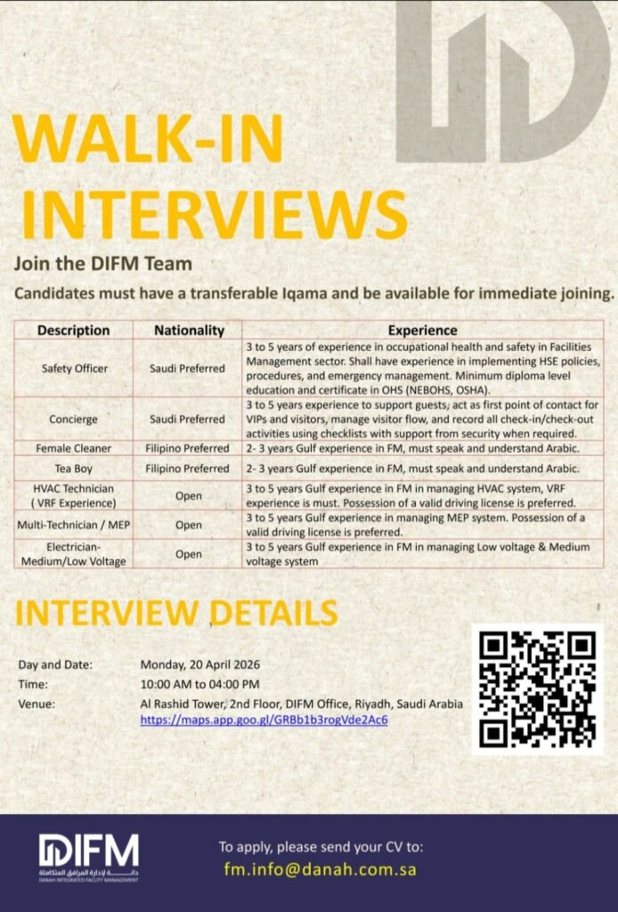 Danah Integrated Facility Management Jobs 2026 – Urgent Hiring for Multiple Positions
