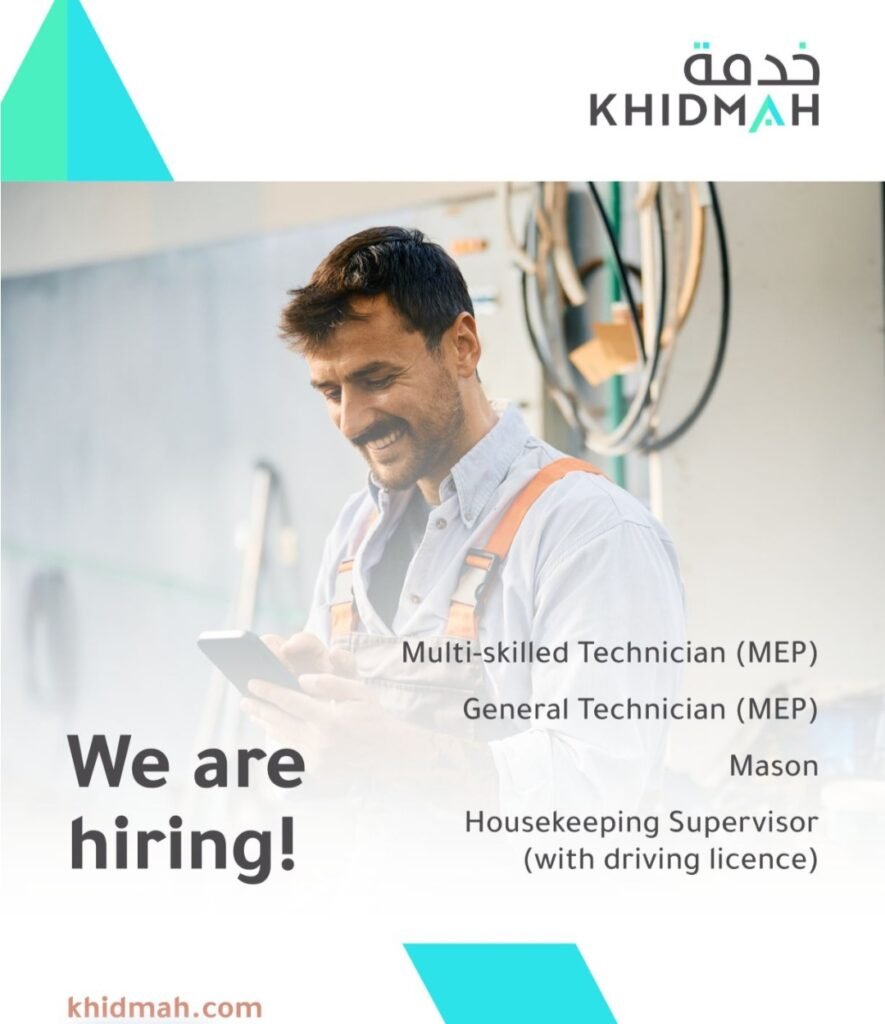Khidmah Walk-In Interview 2026 in Abu Dhabi – MEP Technicians, Mason & Housekeeping Supervisor Jobs
