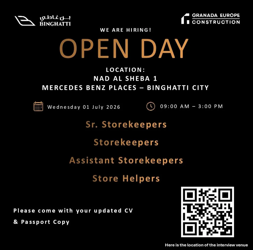 Binghatti Walk-In Interview 2026 | Storekeeper Jobs in Dubai