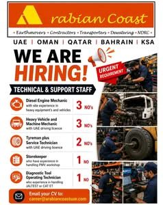 Arabian Coast UAE Jobs 2026 – Technical & Support Staff Hiring
