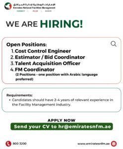 Emirates National Facilities Management Careers 2026: Latest FM Jobs in UAE 1 Emirates National Facilities Management Careers 2026: Latest FM Jobs in UAE