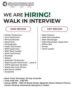 Emirates National Facilities Management (EnFM) Walk-In Interview 2026 | Latest Dubai Jobs