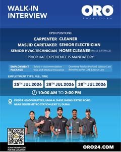 ORO24 Facilities Walk-In Interview 2026 in Dubai | Latest ORO24 Careers UAE