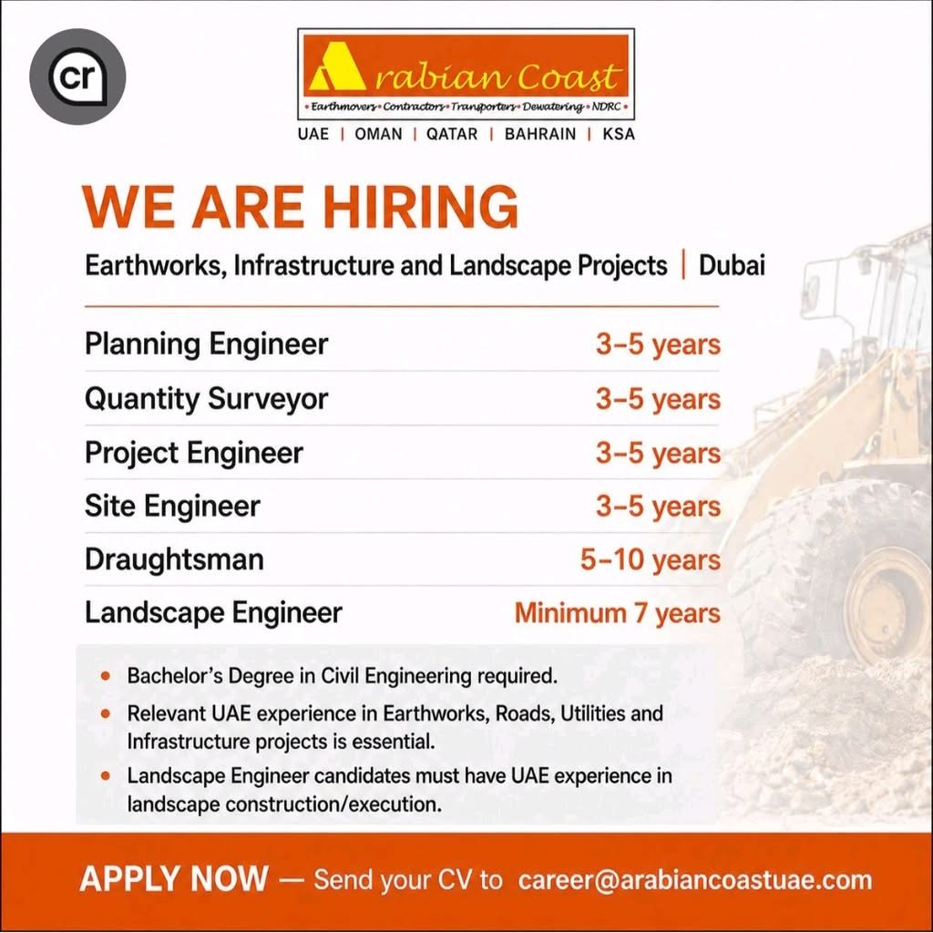 Arabian Coast Contracting LLC Jobs in Dubai – Latest Civil Engineering & Infrastructure Vacancies