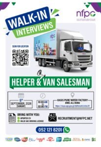 National Food Products Company (NFPC) Jobs – Helper & Van Salesman Walk-In Interview in Dubai