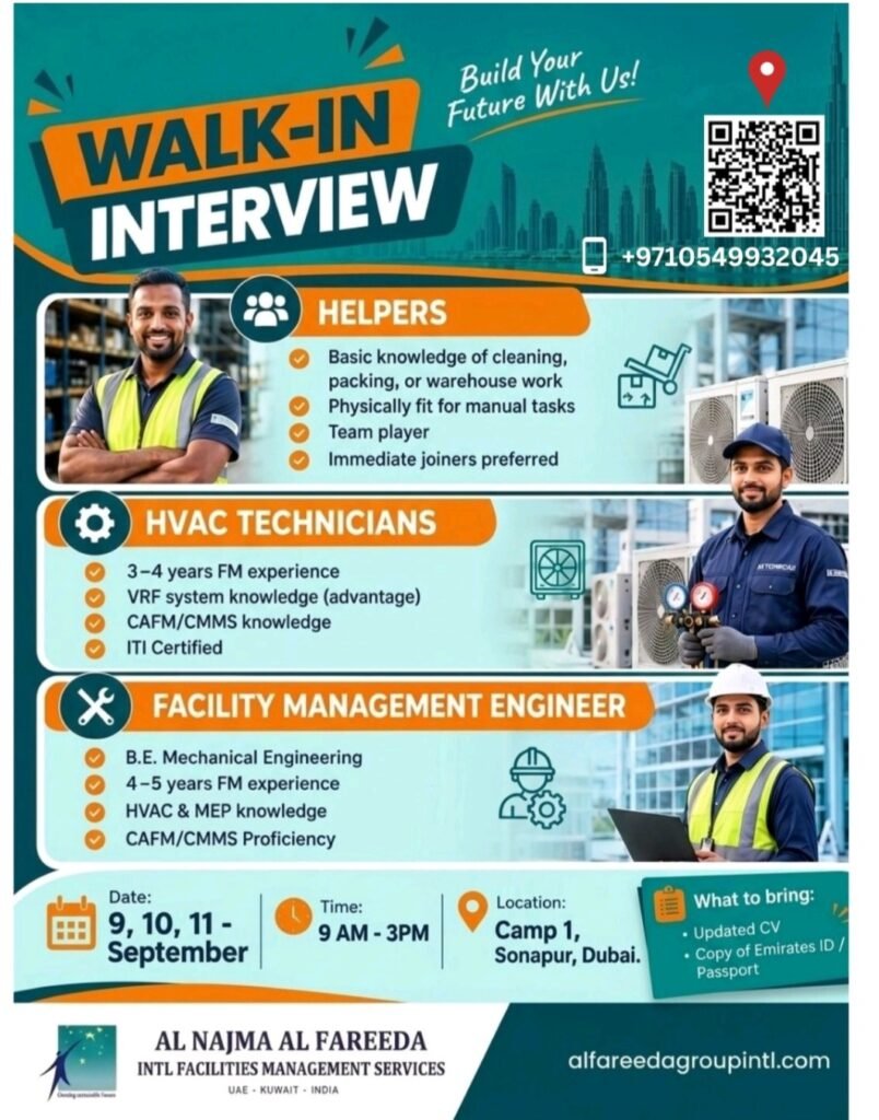 Al Najma Al Fareeda International Facilities Management Services Walk-In Interview 2026 1 Al Najma Al Fareeda International Facilities Management Services Walk-In Interview 2026