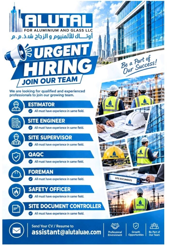 Alutal Aluminium and Glass LLC Jobs – Urgent Hiring in UAE 1 Alutal Aluminium and Glass LLC Jobs – Urgent Hiring in UAE