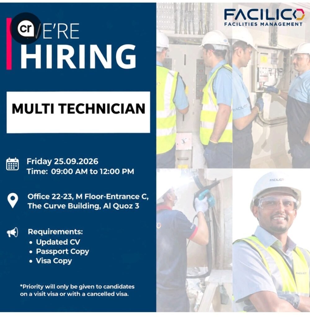 Facilicо Facilities Management Jobs 2026 – Multi Technician Walk-In Interview in Dubai