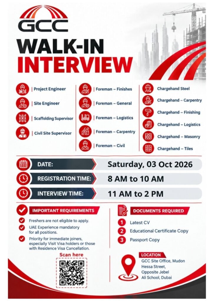 Ginco Contracting Co. LLC Walk-In Interview 2026 | GCC Hiring in Dubai 1 Ginco Contracting Co. LLC Walk-In Interview 2026 | GCC Hiring in Dubai