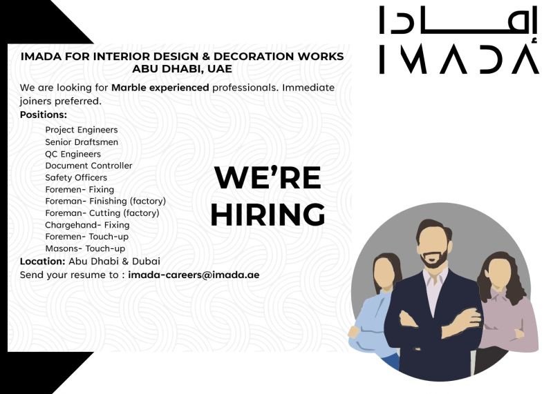 We’re Hiring: Marble Experienced Professionals in UAE – IMADA Interior Design 2026 1 IMADA Interior Design