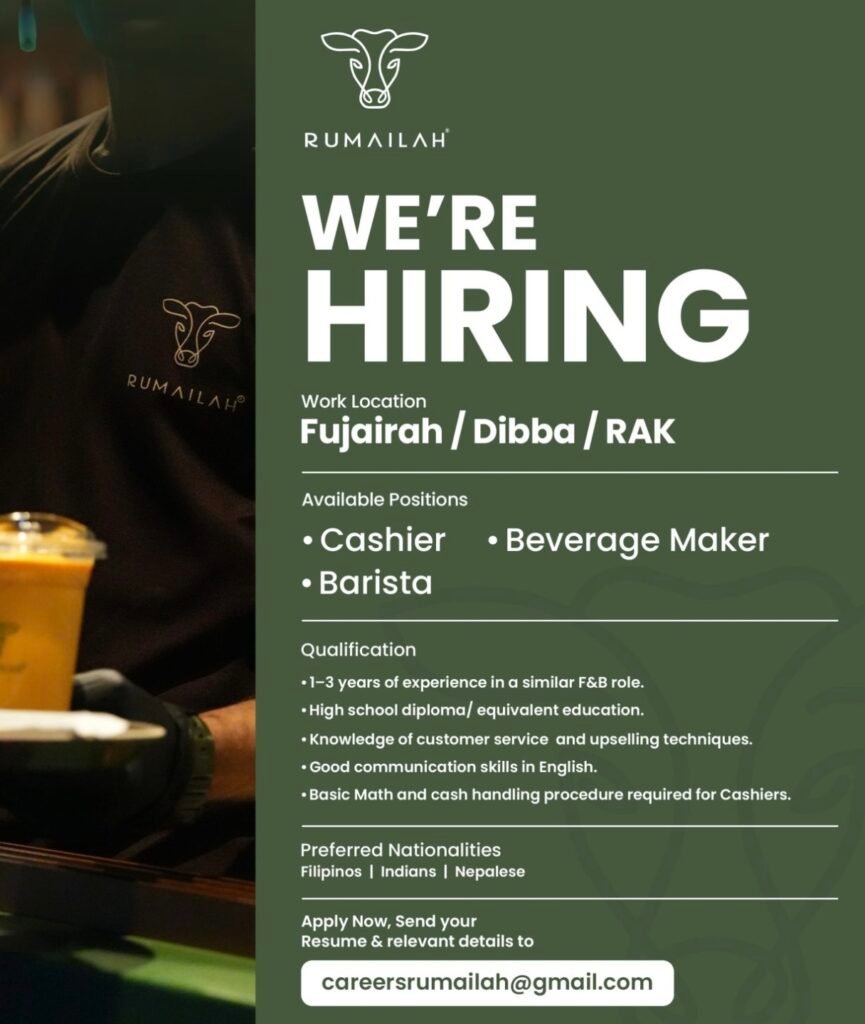 Rumailah Is Hiring: F&B Jobs in Fujairah, Dibba & RAK 2026 1 Rumailah