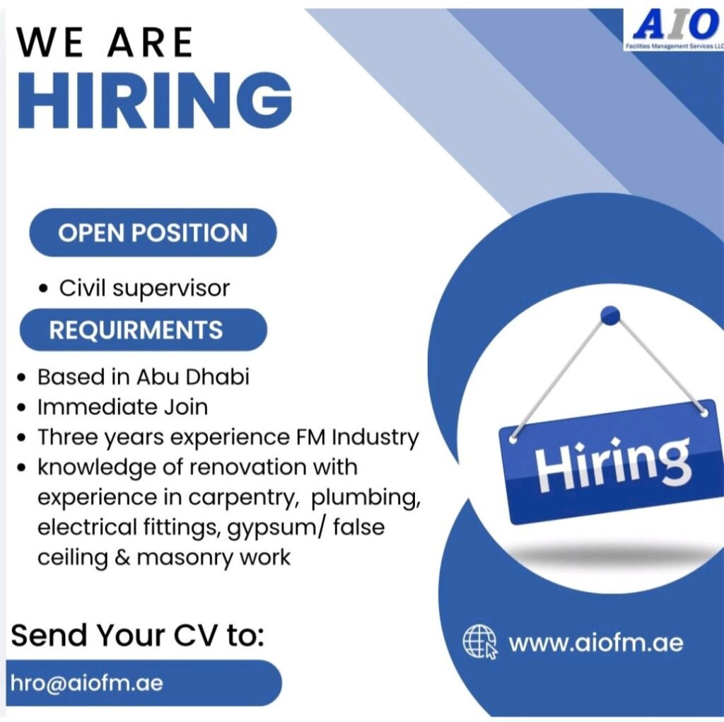 AIO FM Hiring in Abu Dhabi: Electrical, Mechanical, Civil & Business Development Engineer Jobs 2026 3 AIO FM
