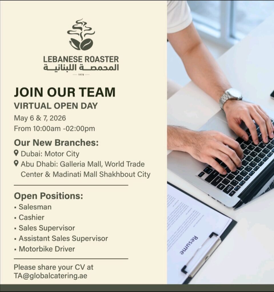 Lebanese Roaster Virtual Open Day 2026: Walk Into a Career in Dubai & Abu Dhabi 1 Lebanese Roaster Virtual Open Day 2026: Walk Into a Career in Dubai & Abu Dhabi
