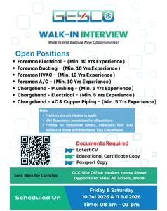 GESCO Walk-In Interview 2026 in Dubai | Ginco Electrical & Sanitary Contracting Jobs 1 GESCO Walk-In Interview 2026 in Dubai | Ginco Electrical & Sanitary Contracting Jobs