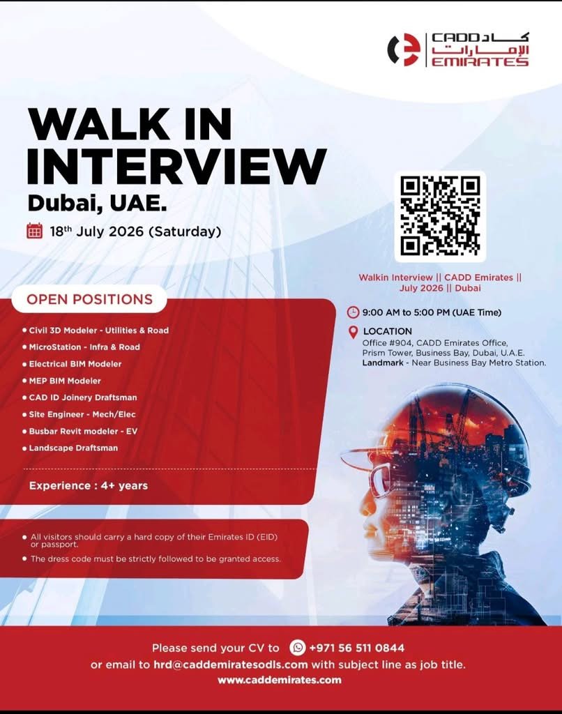 CADD Emirates Walk-In Interview 2026 in Dubai – Apply for BIM, CAD & Engineering Jobs