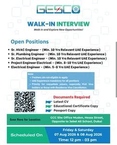 GESCO Walk-In Interview 2026: Ginco Electrical & Sanitary Contracting Hiring for Engineers, Foremen & Chargehands in Dubai 5 GESCO Walk-In Interview 2026: Ginco Electrical & Sanitary Contracting Hiring for Engineers, Foremen & Chargehands in Dubai