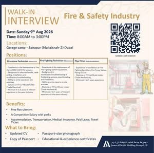 Juma Al Majid Holding Group Walk-In Interview 2026 for Fire & Safety Jobs in Dubai