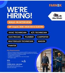 Farnek Walk-In Interview 2026 in Abu Dhabi | Farnek Careers for HVAC Technicians, Electricians & More 1 Farnek Walk-In Interview 2026 in Abu Dhabi | Farnek Careers for HVAC Technicians, Electricians & More