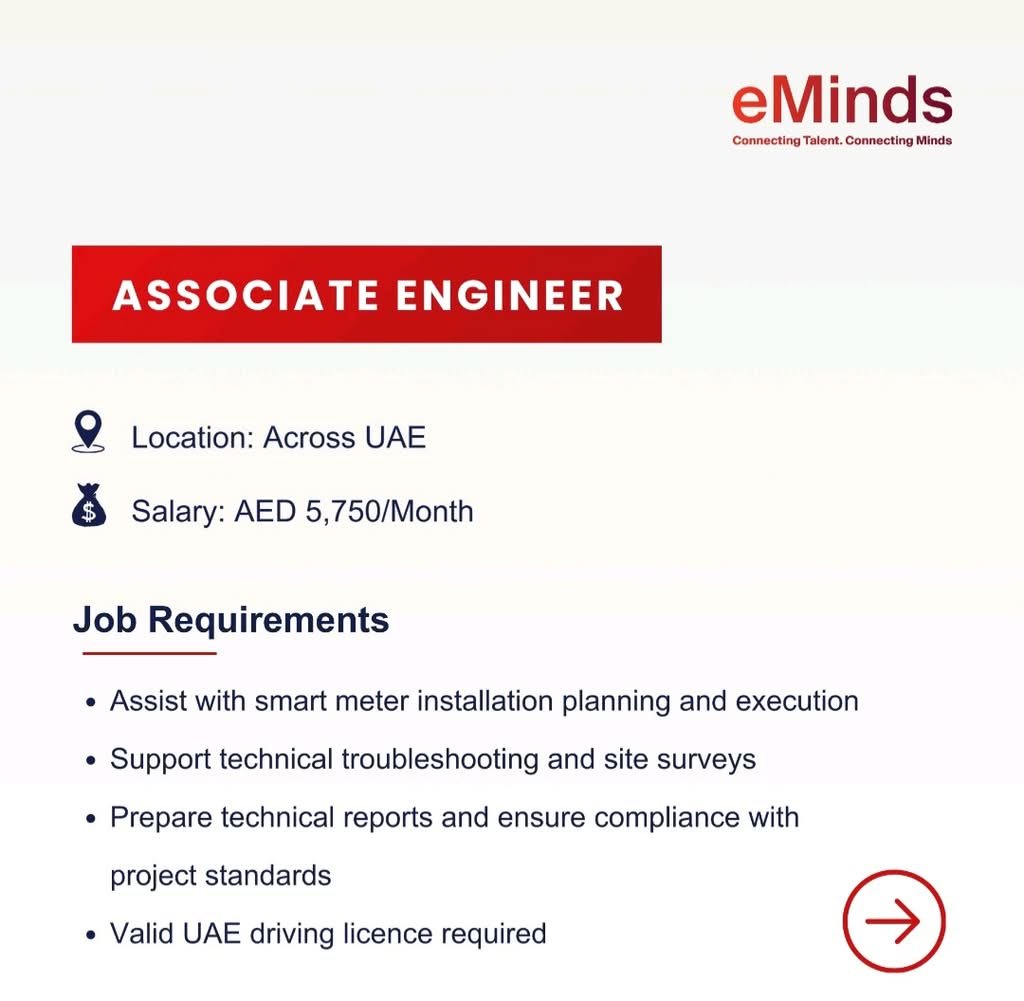 eMinds Careers UAE 2026 – Latest Job Openings for Associate Engineer, Technician, Driver Helper & Coordinator 2 Screenshot 20260807 213241 LinkedIn