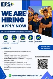 EFS Staffing Solutions Jobs 2026 – Hiring for Ride Operators, Cashiers, Ushers & Promoters 1 EFS Staffing Solutions Jobs 2026 – Hiring for Ride Operators, Cashiers, Ushers & Promoters
